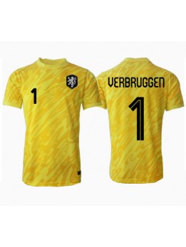 Niederlande Bart Verbruggen #1 Torwart Auswärtstrikot EM 2024 Kurzarm
